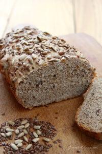 Bread with flax and sunflower seeds, edible seeds to grow